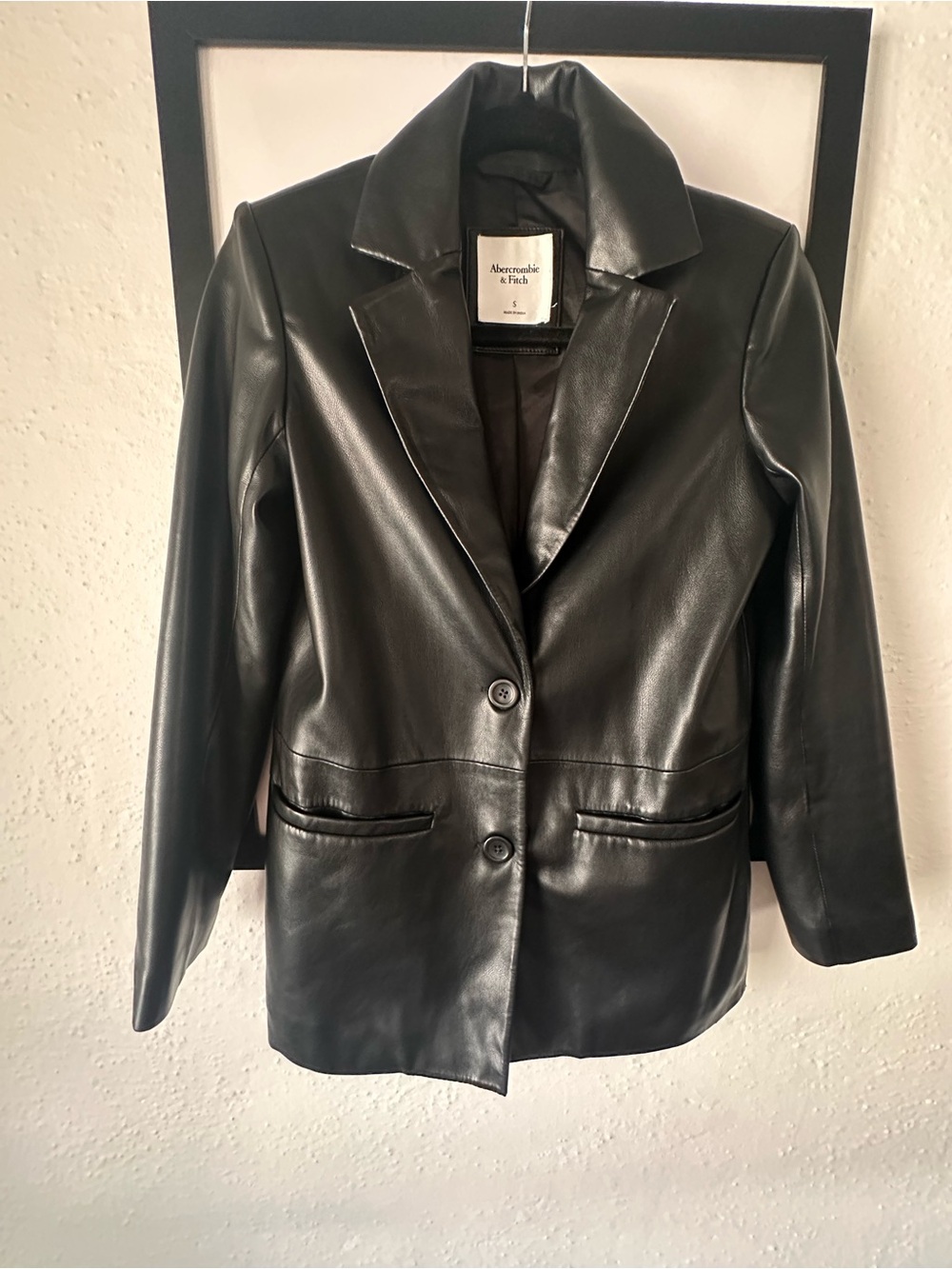 Abercrombie & Fitch Black Vegan Leather Blazer